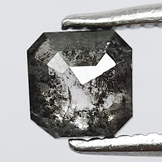 0.56 CT Asscher Cut Diamond Loose Natural Diamond Natural Grey Black Color Diamond Salt and Pepper Diamond Half Cut Diamond