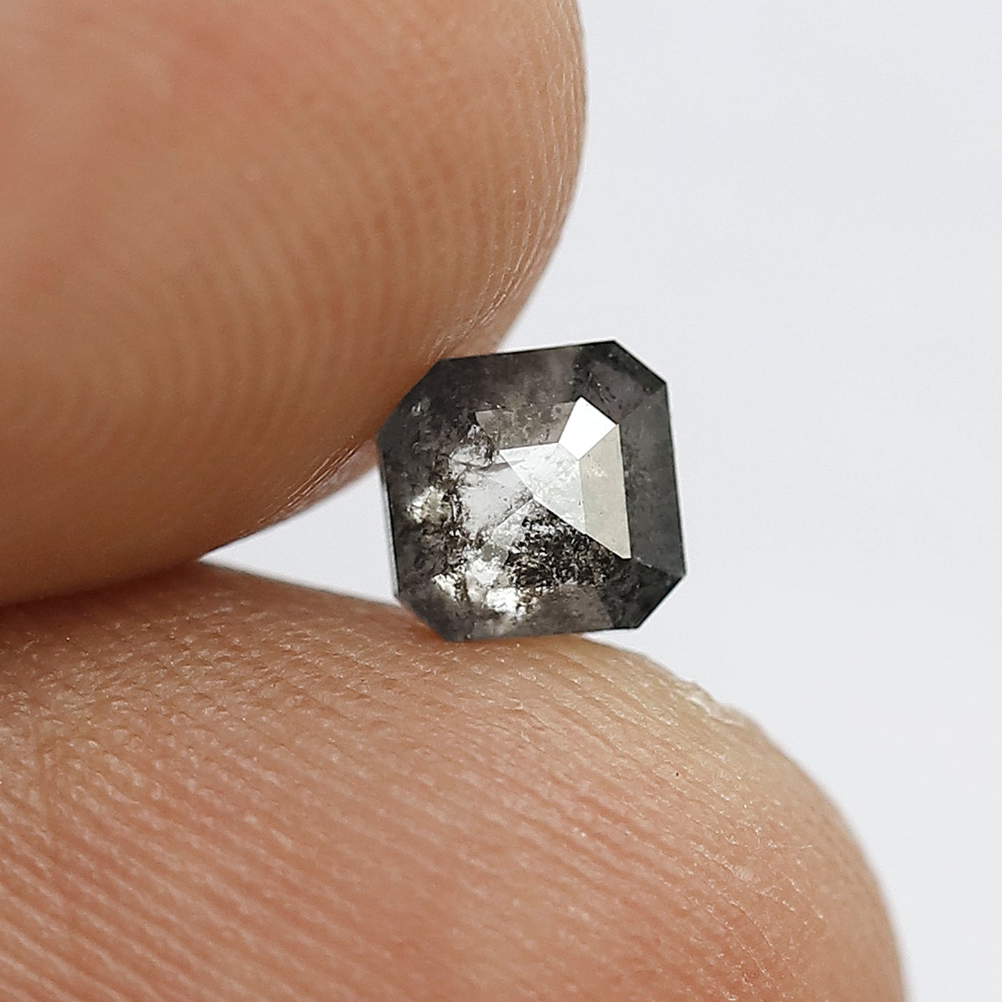 0.56 CT Asscher Cut Diamond Loose Natural Diamond Natural Grey Black Color Diamond Salt and Pepper Diamond Half Cut Diamond
