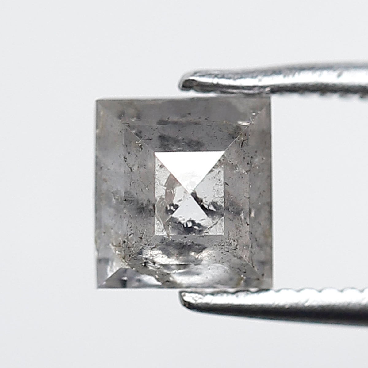 1.12 CT 5.70 MM Square Shape Salt and Pepper Diamond Loose Natural Grey Black Color Diamond