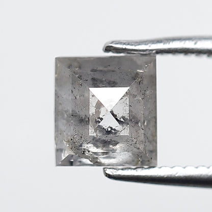 1.12 CT 5.70 MM Square Shape Salt and Pepper Diamond Loose Natural Grey Black Color Diamond