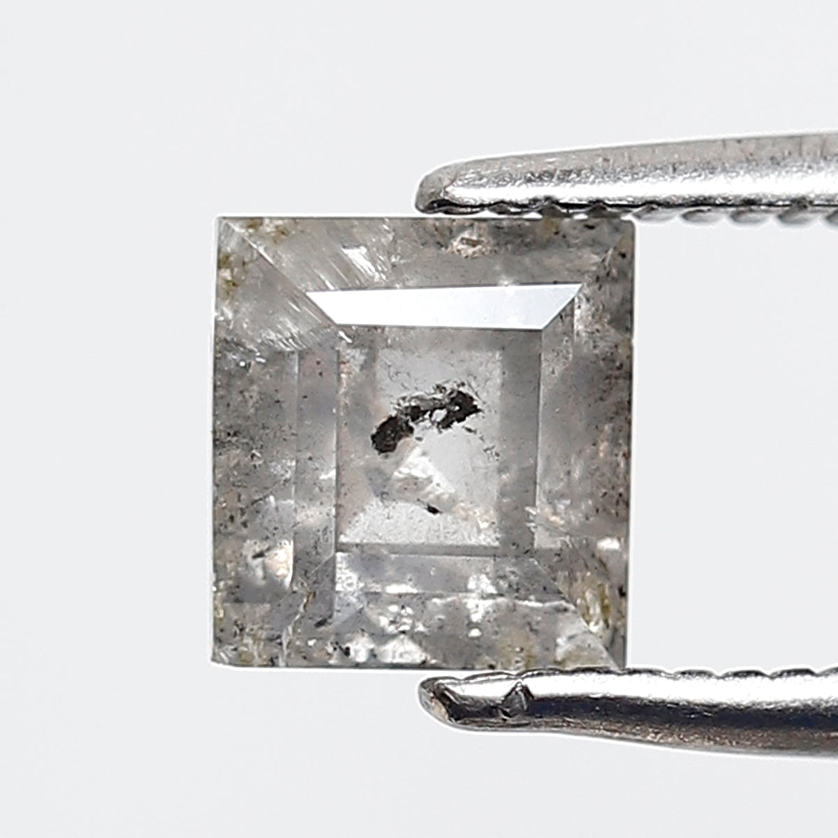 1.12 CT 5.70 MM Square Shape Salt and Pepper Diamond Loose Natural Grey Black Color Diamond