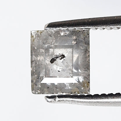 1.12 CT 5.70 MM Square Shape Salt and Pepper Diamond Loose Natural Grey Black Color Diamond