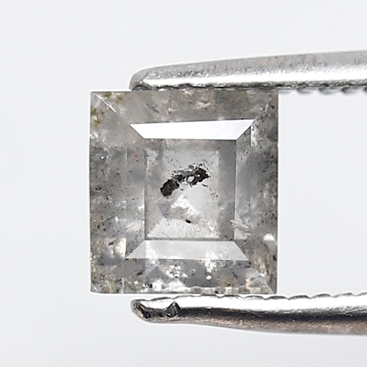 1.12 CT 5.70 MM Square Shape Salt and Pepper Diamond Loose Natural Grey Black Color Diamond