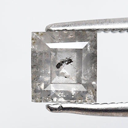 1.12 CT 5.70 MM Square Shape Salt and Pepper Diamond Loose Natural Grey Black Color Diamond