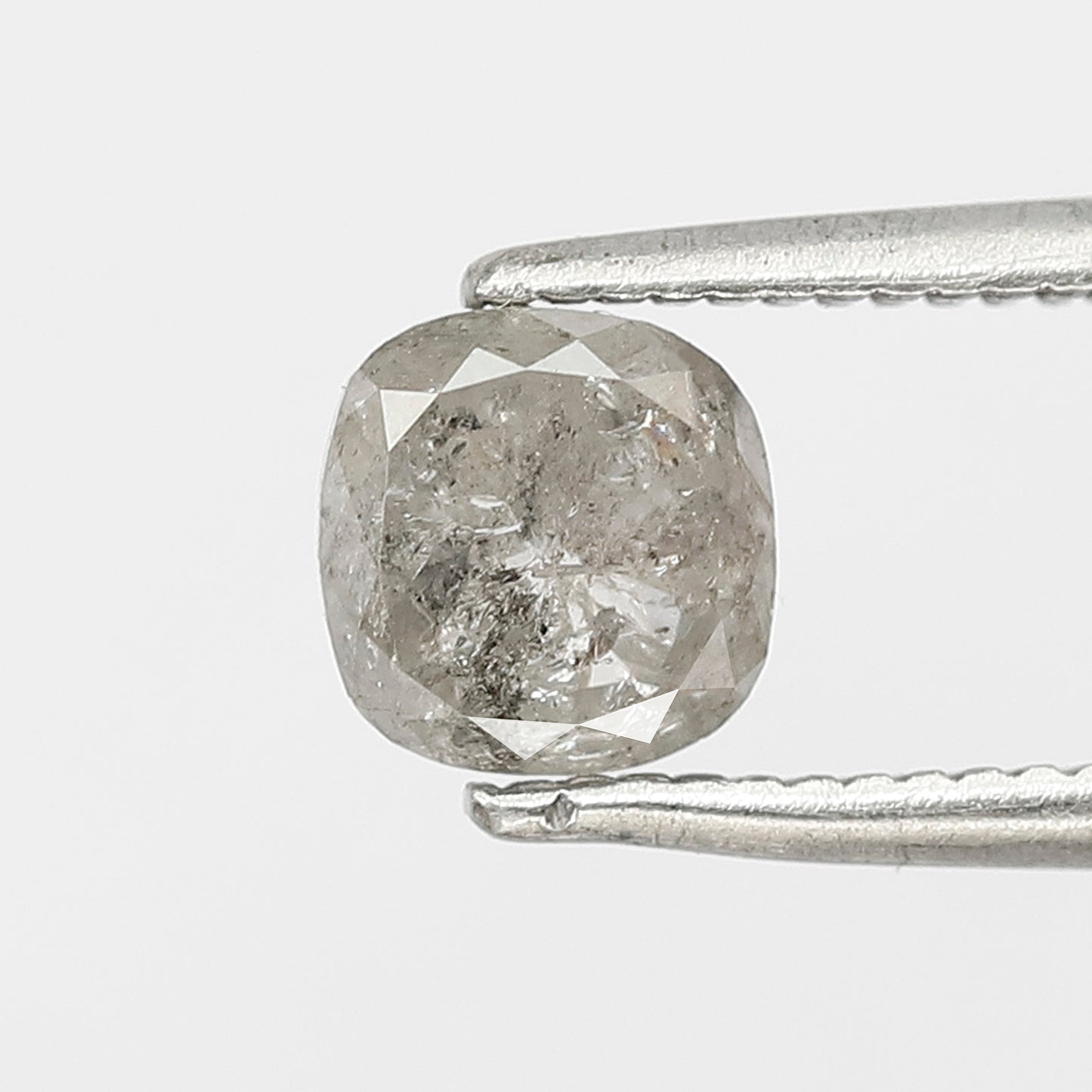 0.95 CT Cushion Shape Salt and Pepper 5 MM Icy Grey Color Loose Natural Diamond For Wedding Ring