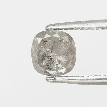 0.95 CT Cushion Shape Salt and Pepper 5 MM Icy Grey Color Loose Natural Diamond For Wedding Ring