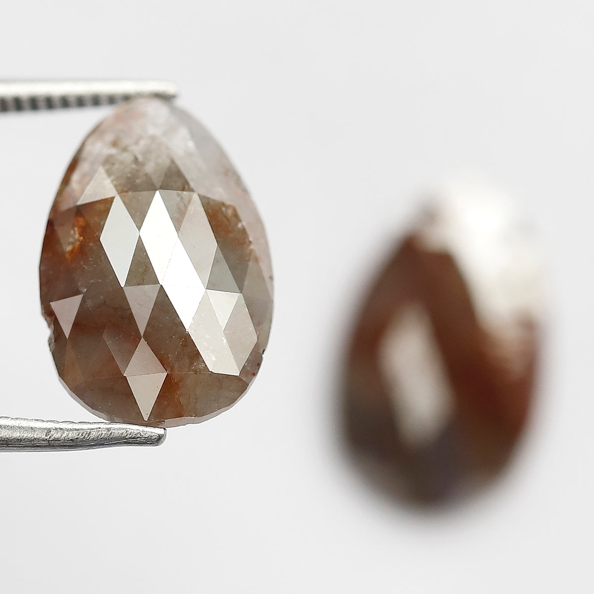 7.82 Ct Pear Shape Diamond Pair | Natural Reddish Gray Rustic Loose Diamonds for Earrings