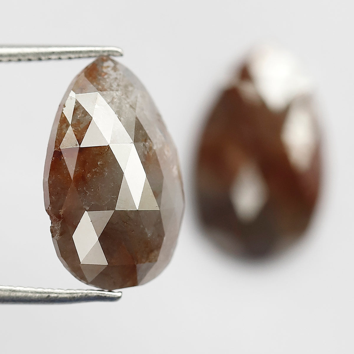 7.82 Ct Pear Shape Diamond Pair | Natural Reddish Gray Rustic Loose Diamonds for Earrings