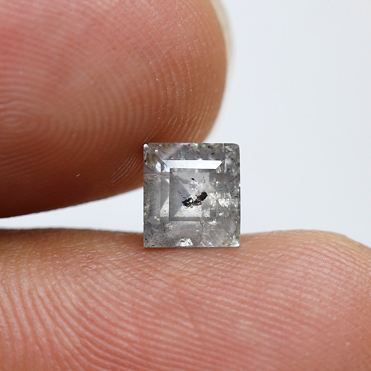 1.12 CT 5.70 MM Square Shape Salt and Pepper Diamond Loose Natural Grey Black Color Diamond