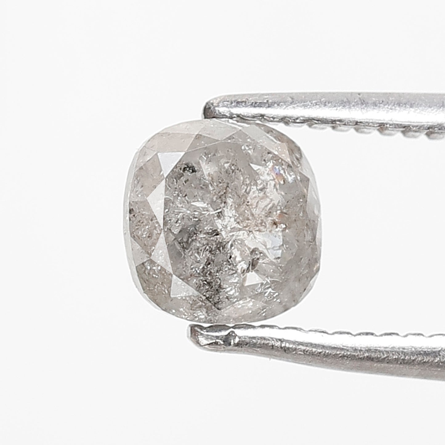 0.95 CT Cushion Shape Salt and Pepper 5 MM Icy Grey Color Loose Natural Diamond For Wedding Ring