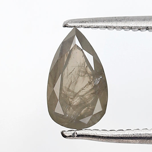 1.03 CT 8 MM Natural Loose Pear Shape Salt and Pepper Diamond Greenish Grey Color Diamond