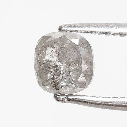 0.95 CT Cushion Shape Salt and Pepper 5 MM Icy Grey Color Loose Natural Diamond For Wedding Ring