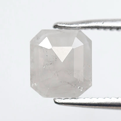 0.89 Ct 6.50 MM Emerald Shape Salt and Pepper Diamond Loose Natural Misty White Color Diamond