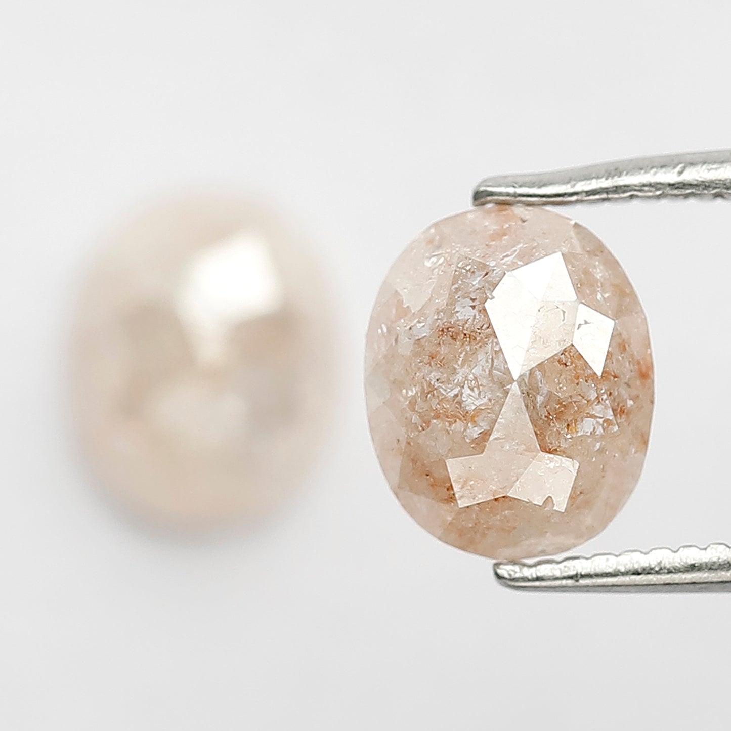2.41 CT Pair of Oval Shape Loose Diamonds, Natural Orangish Pink Translucent Rustic Diamonds For Bridal Jewelry
