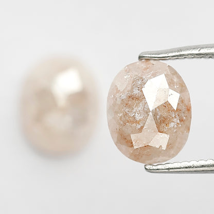 2.41 CT Pair of Oval Shape Loose Diamonds, Natural Orangish Pink Translucent Rustic Diamonds For Bridal Jewelry