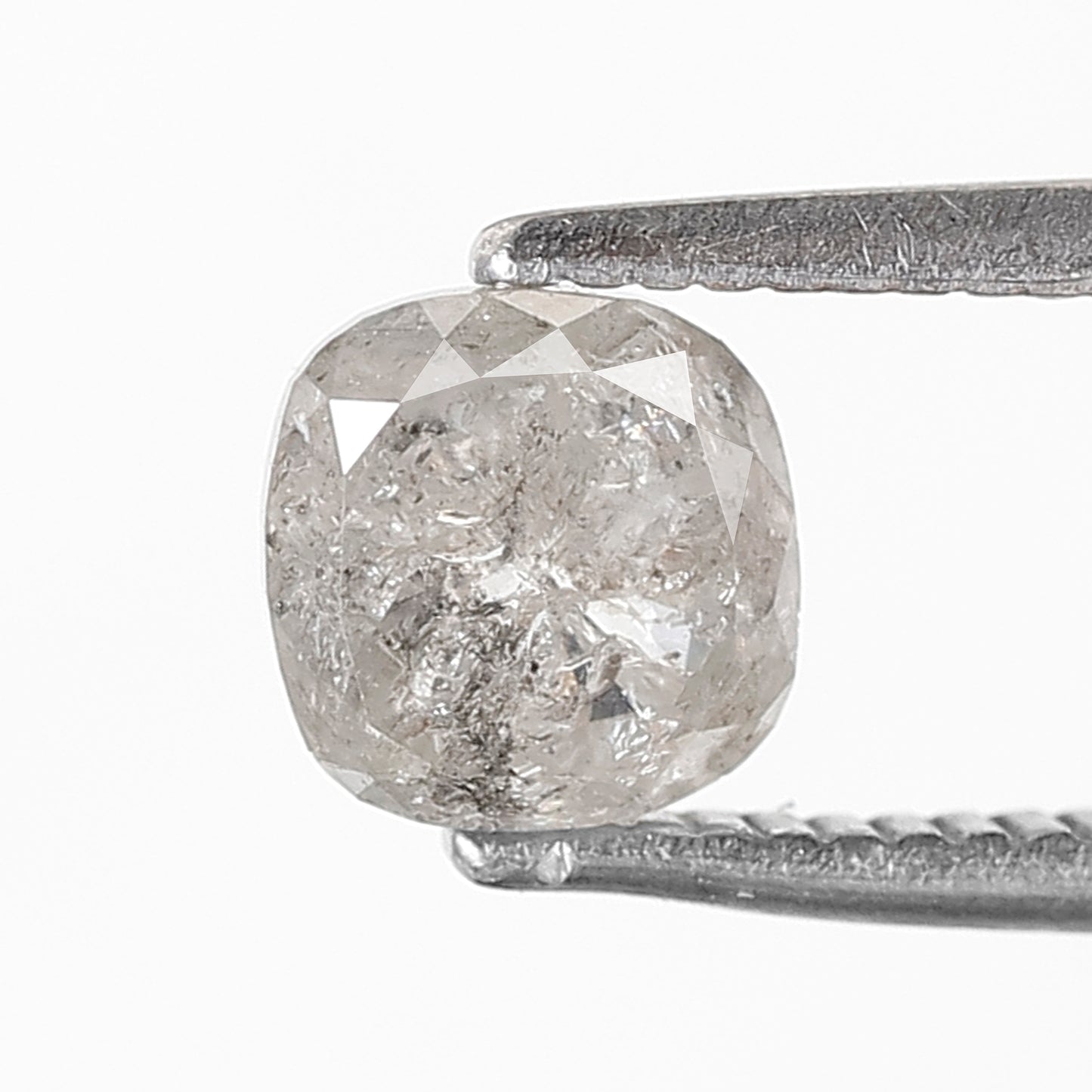 0.95 CT Cushion Shape Salt and Pepper 5 MM Icy Grey Color Loose Natural Diamond For Wedding Ring