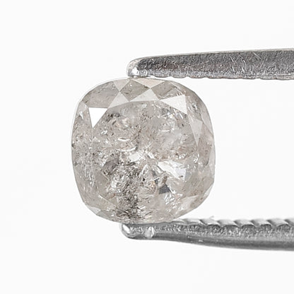 0.95 CT Cushion Shape Salt and Pepper 5 MM Icy Grey Color Loose Natural Diamond For Wedding Ring
