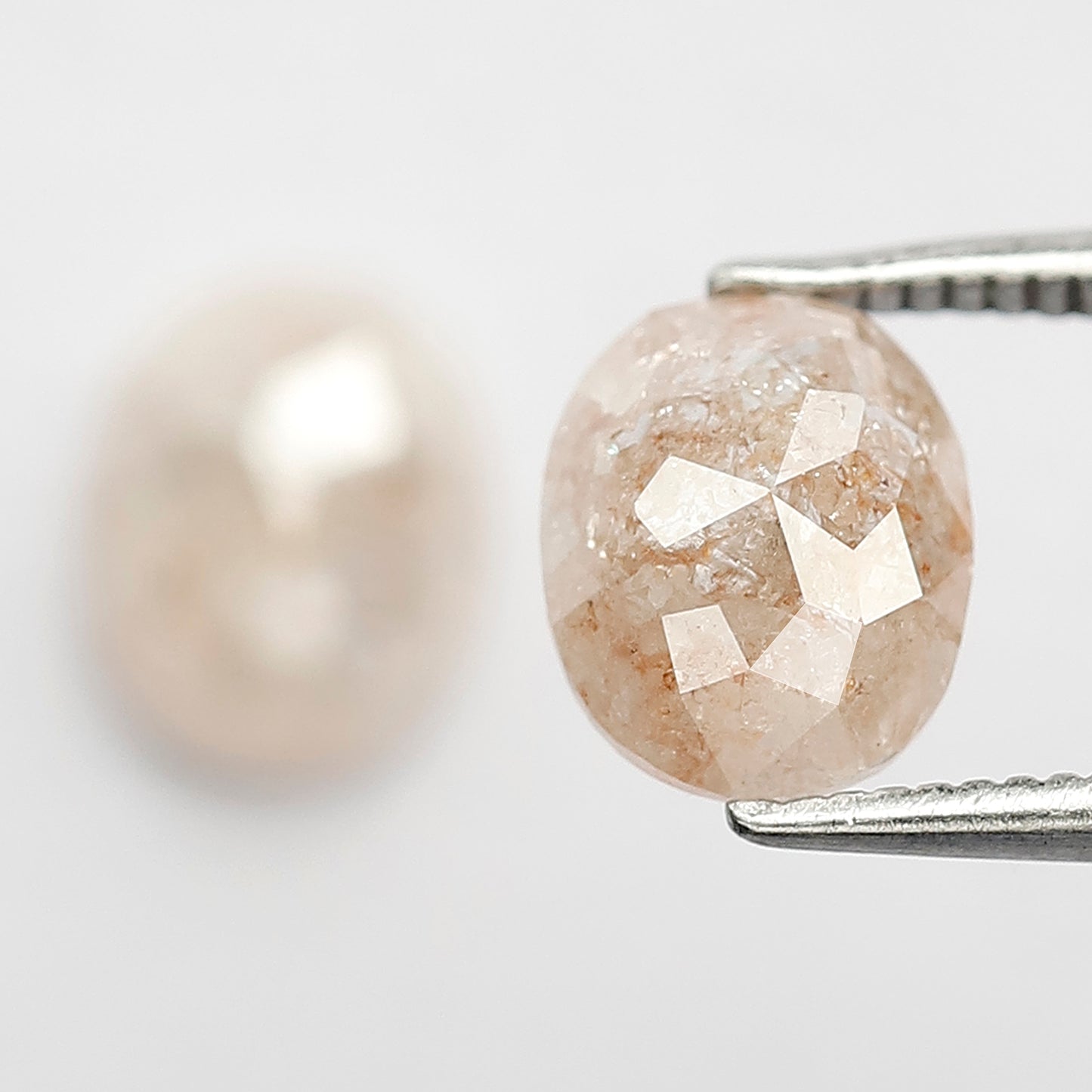 2.41 CT Pair of Oval Shape Loose Diamonds, Natural Orangish Pink Translucent Rustic Diamonds For Bridal Jewelry