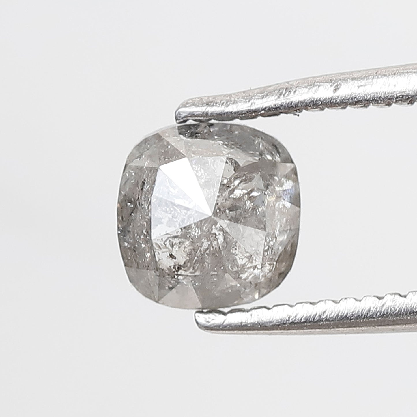 0.95 CT Cushion Shape Salt and Pepper 5 MM Icy Grey Color Loose Natural Diamond For Wedding Ring