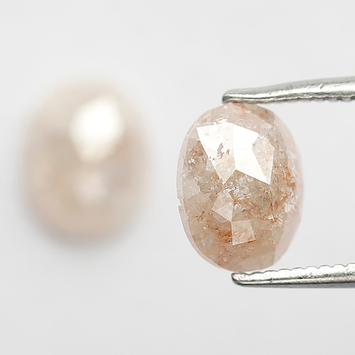 2.41 CT Pair of Oval Shape Loose Diamonds, Natural Orangish Pink Translucent Rustic Diamonds For Bridal Jewelry