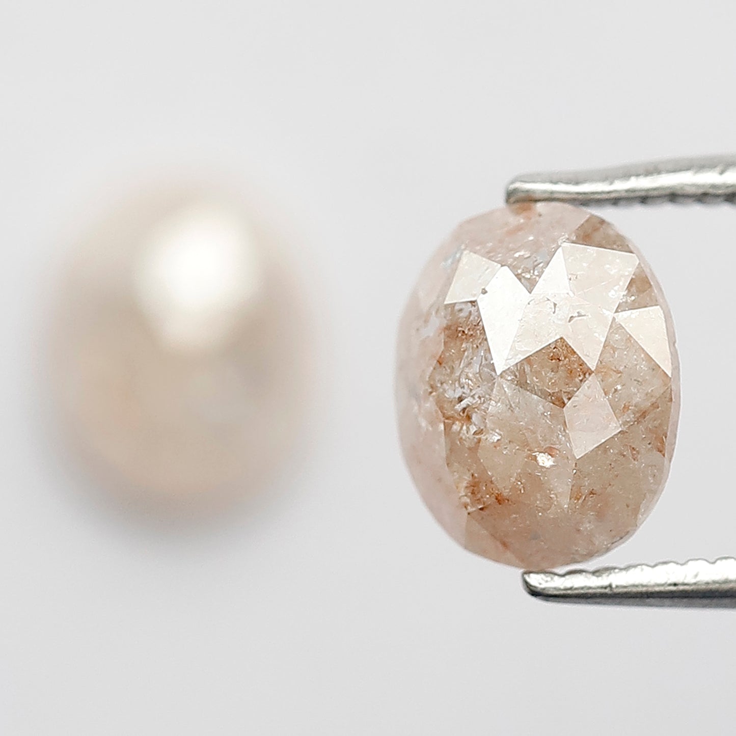 2.41 CT Pair of Oval Shape Loose Diamonds, Natural Orangish Pink Translucent Rustic Diamonds For Bridal Jewelry