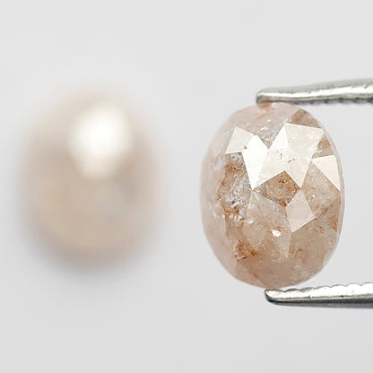 2.41 CT Pair of Oval Shape Loose Diamonds, Natural Orangish Pink Translucent Rustic Diamonds For Bridal Jewelry