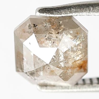 1.58 Ct Square Shape Rustic Diamond | 6.4 mm Natural Yellowish Gray Loose Diamond for Ring