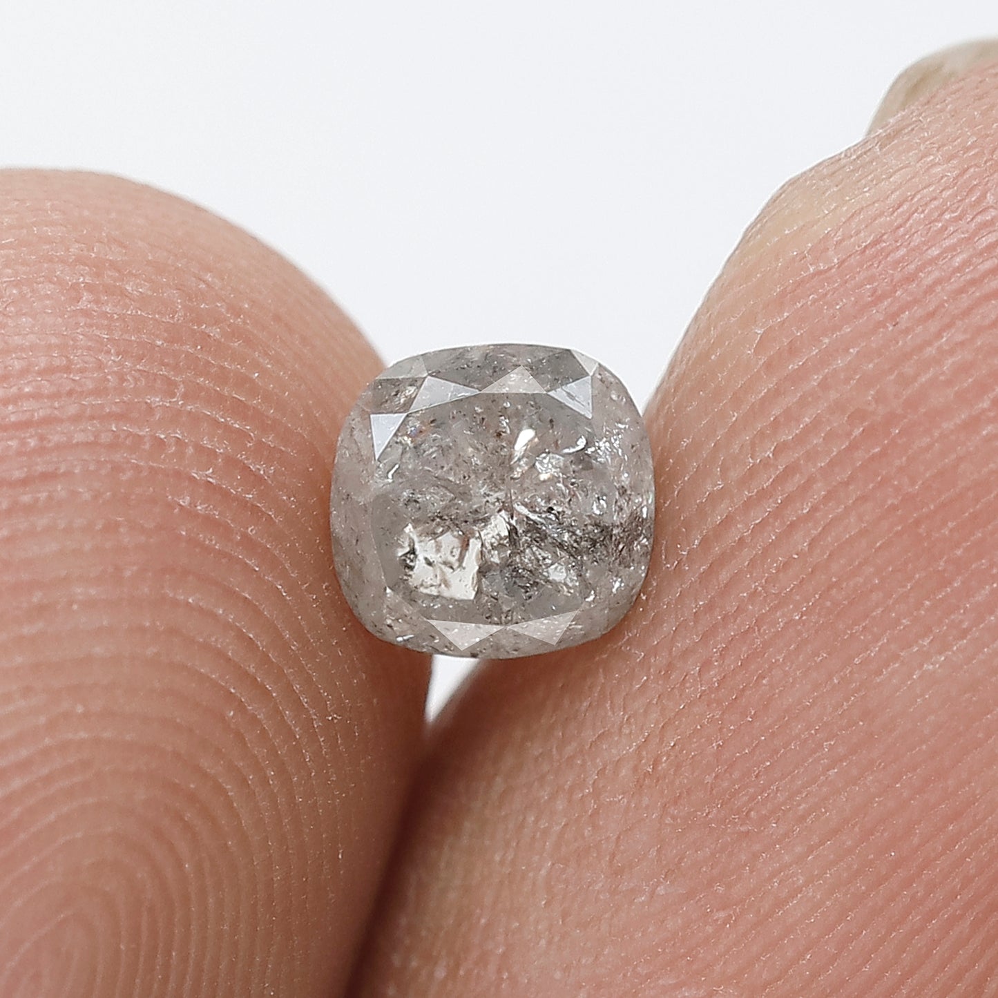 0.95 CT Cushion Shape Salt and Pepper 5 MM Icy Grey Color Loose Natural Diamond For Wedding Ring