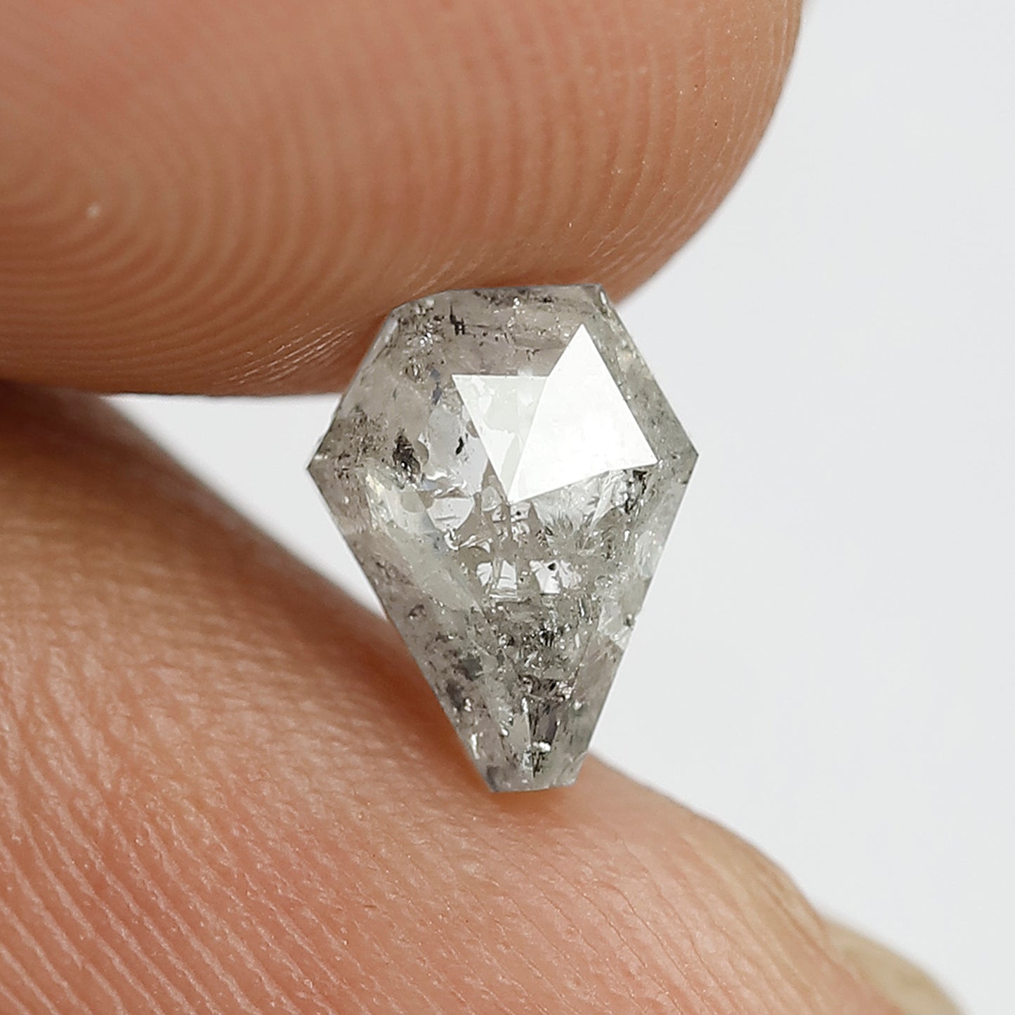 1.04 CT Modified Shape Natural Loose Diamond, 7 MM Grey Black color Salt and Pepper Diamond for Jewelry