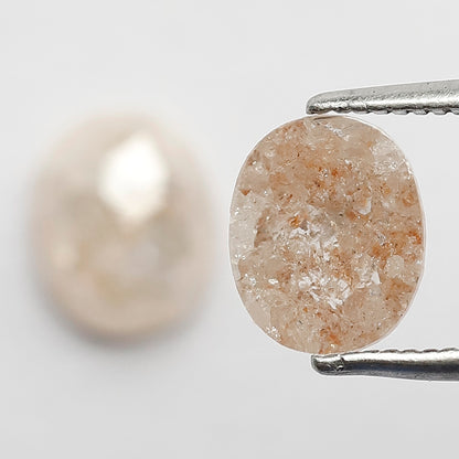 2.41 CT Pair of Oval Shape Loose Diamonds, Natural Orangish Pink Translucent Rustic Diamonds For Bridal Jewelry