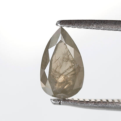 1.03 CT 8 MM Natural Loose Pear Shape Salt and Pepper Diamond Greenish Grey Color Diamond