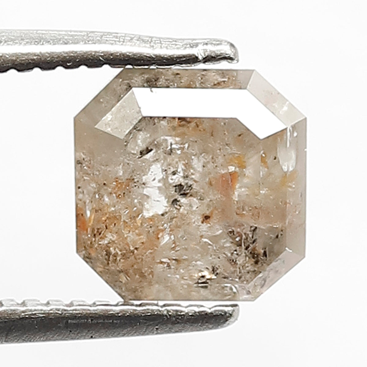 1.58 Ct Square Shape Rustic Diamond | 6.4 mm Natural Yellowish Gray Loose Diamond for Ring