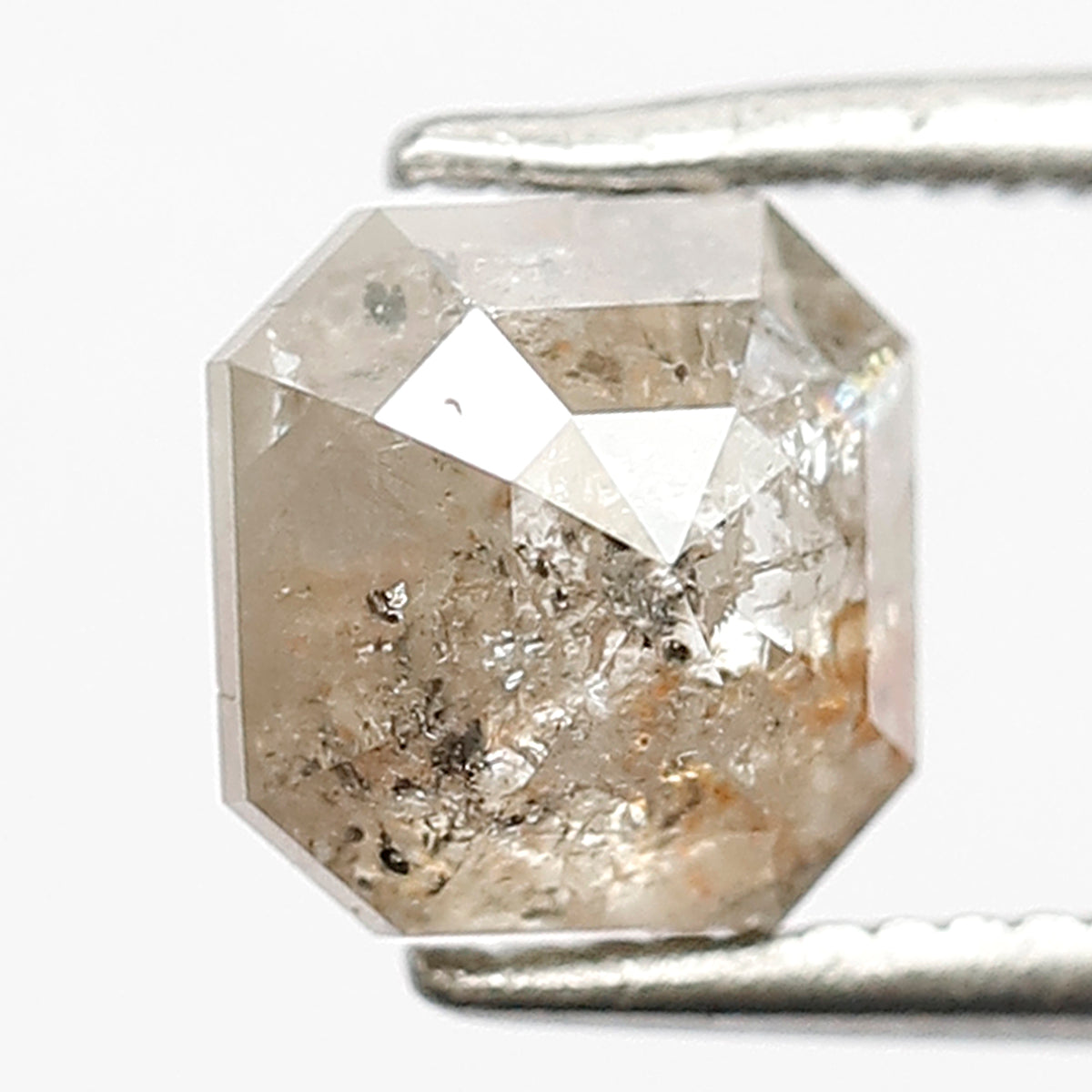 1.58 Ct Square Shape Rustic Diamond | 6.4 mm Natural Yellowish Gray Loose Diamond for Ring