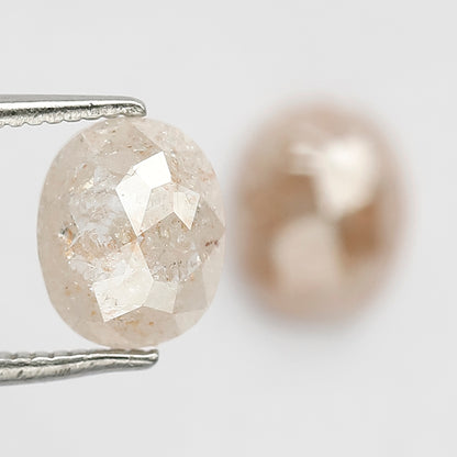 2.41 CT Pair of Oval Shape Loose Diamonds, Natural Orangish Pink Translucent Rustic Diamonds For Bridal Jewelry