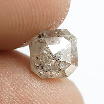 1.58 Ct Square Shape Rustic Diamond | 6.4 mm Natural Yellowish Gray Loose Diamond for Ring