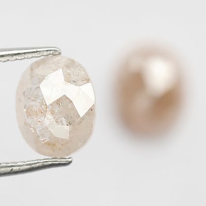 2.41 CT Pair of Oval Shape Loose Diamonds, Natural Orangish Pink Translucent Rustic Diamonds For Bridal Jewelry
