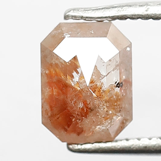 1.31 Ct Emerald Shape Loose Diamond | Natural Rustic 6.8 mm Conflict Free Diamond for Jewelry