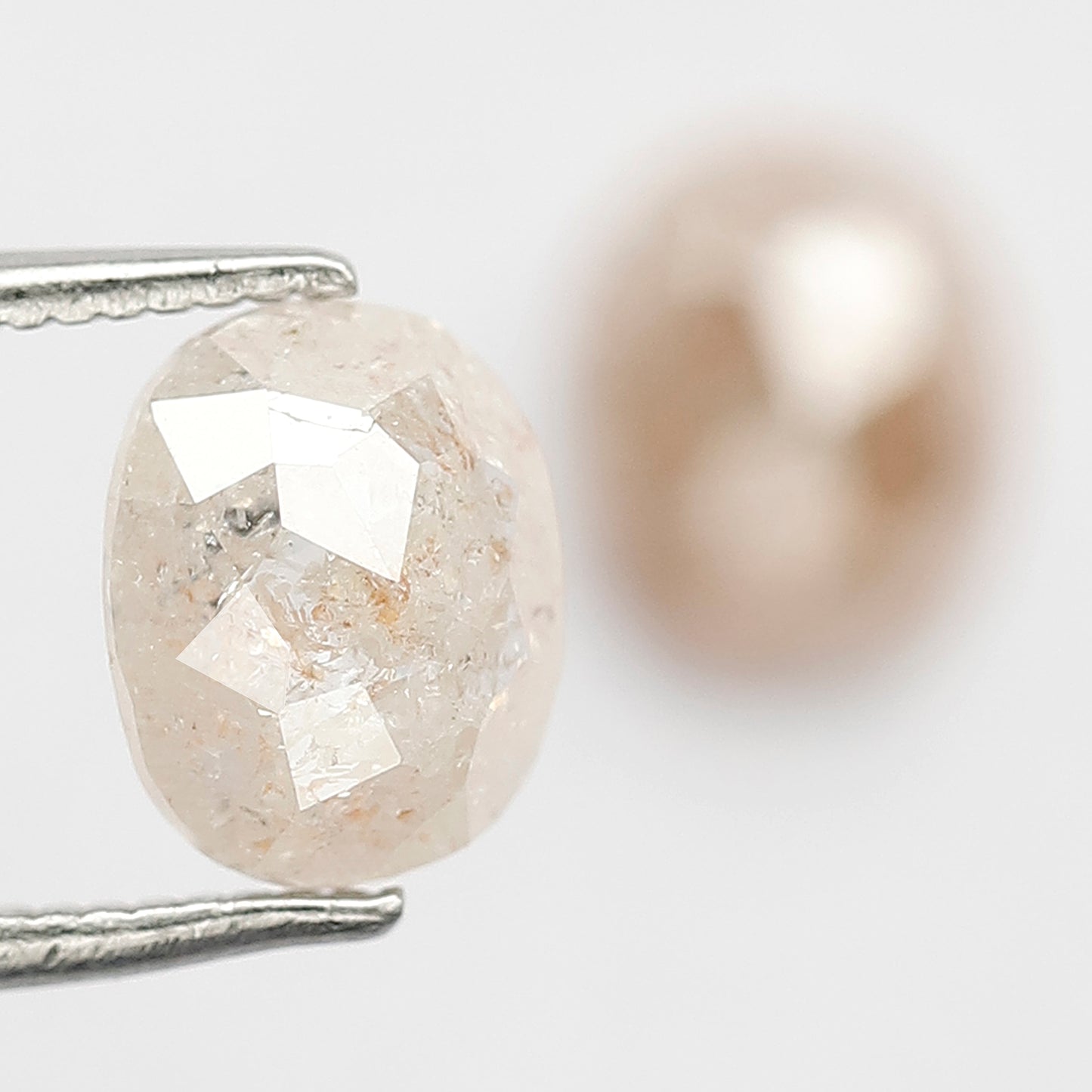 2.41 CT Pair of Oval Shape Loose Diamonds, Natural Orangish Pink Translucent Rustic Diamonds For Bridal Jewelry
