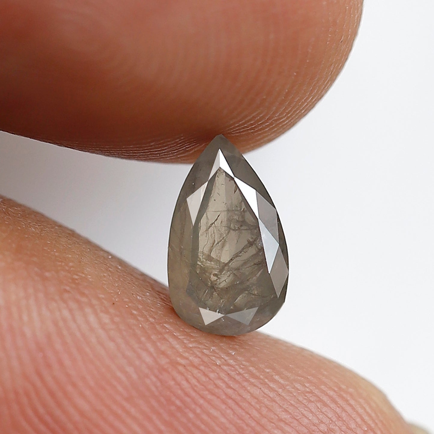 1.03 CT 8 MM Natural Loose Pear Shape Salt and Pepper Diamond Greenish Grey Color Diamond