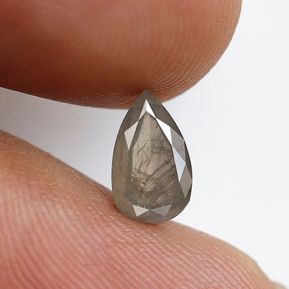 1.03 CT 8 MM Natural Loose Pear Shape Salt and Pepper Diamond Greenish Grey Color Diamond