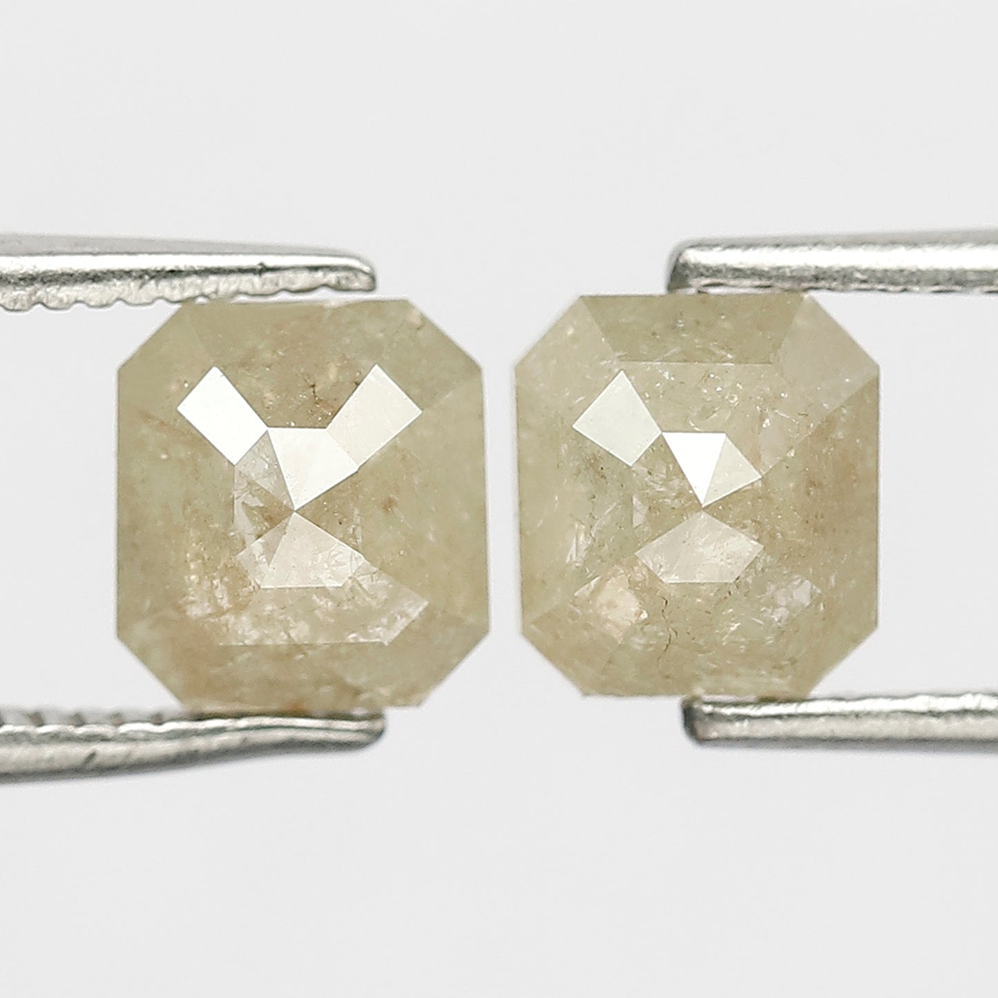 2.03 Ct Emerald Cut Diamond Pair | Natural Greenish Yellow Rustic Conflict Free Loose Diamonds