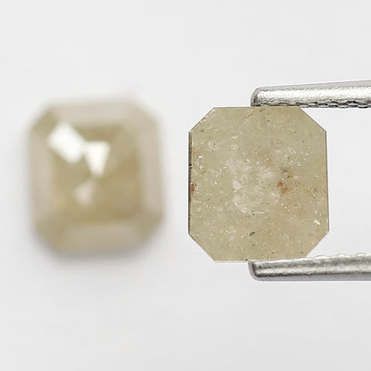 2.03 Ct Emerald Cut Diamond Pair | Natural Greenish Yellow Rustic Conflict Free Loose Diamonds