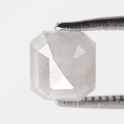 0.89 Ct 6.50 MM Emerald Shape Salt and Pepper Diamond Loose Natural Misty White Color Diamond