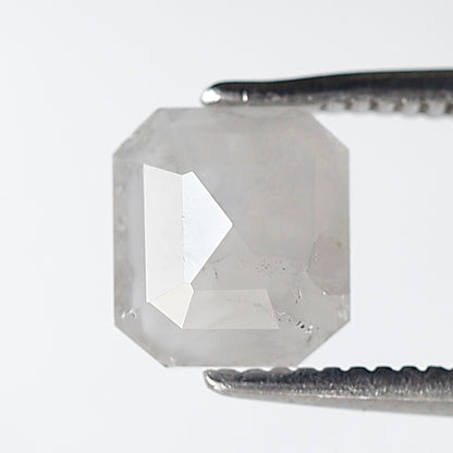 0.89 Ct 6.50 MM Emerald Shape Salt and Pepper Diamond Loose Natural Misty White Color Diamond