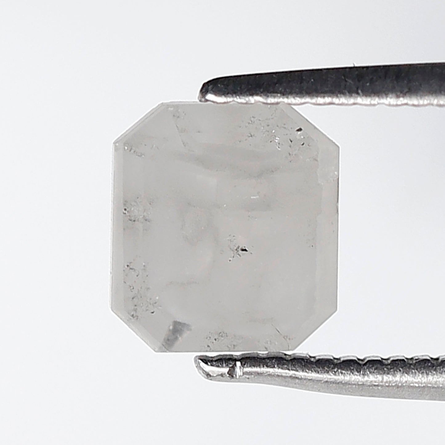 0.89 Ct 6.50 MM Emerald Shape Salt and Pepper Diamond Loose Natural Misty White Color Diamond