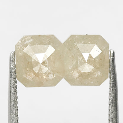 2.03 Ct Emerald Cut Diamond Pair | Natural Greenish Yellow Rustic Conflict Free Loose Diamonds