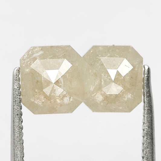 2.03 Ct Emerald Cut Diamond Pair | Natural Greenish Yellow Rustic Conflict Free Loose Diamonds