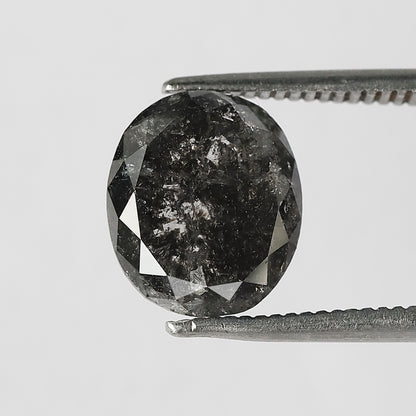 3.31 CT Oval Shape Salt and Pepper Diamond 9.60 MM Black Grey Color Loose Natural Diamond For Wedding Ring