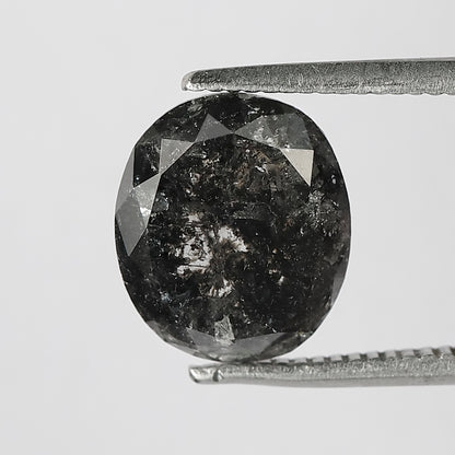 3.31 CT Oval Shape Salt and Pepper Diamond 9.60 MM Black Grey Color Loose Natural Diamond For Wedding Ring