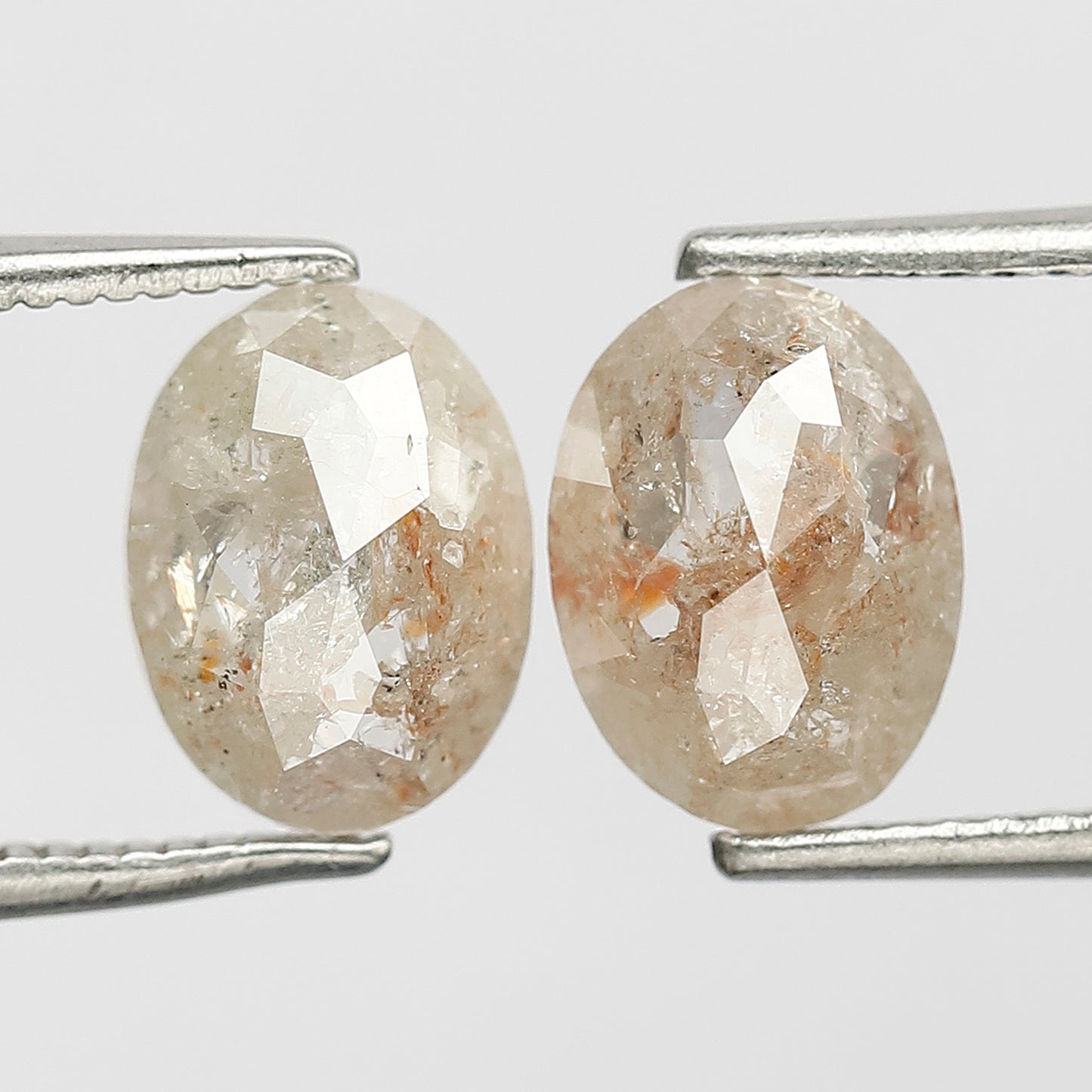 2.58 CT Oval Shape Rustic Diamond Pair, 8.60 MM Natural Orange Red Conflict Free Loose Diamonds